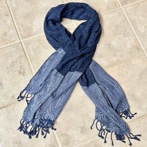 Blue Soft Scarf with Fringe